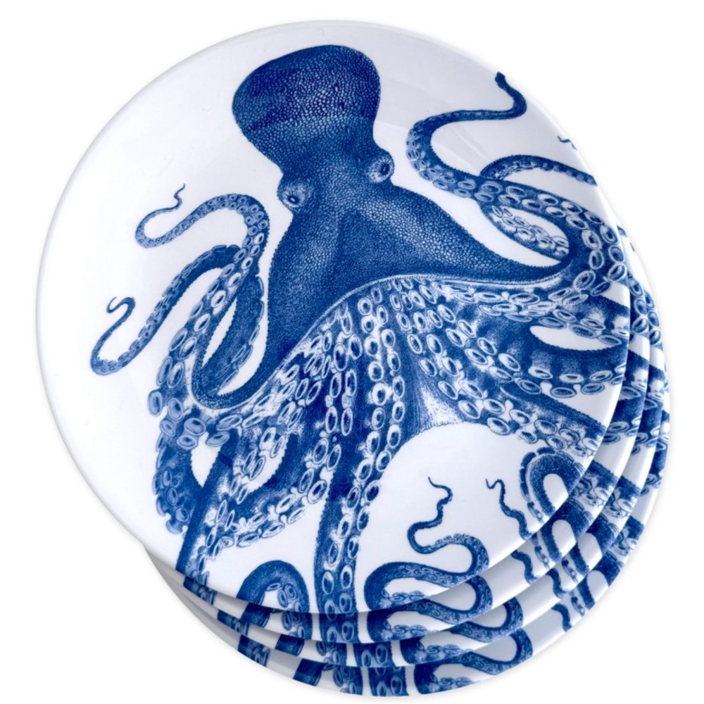 Caskata Lucy Octopus Melamine Salad Plates set of 4
